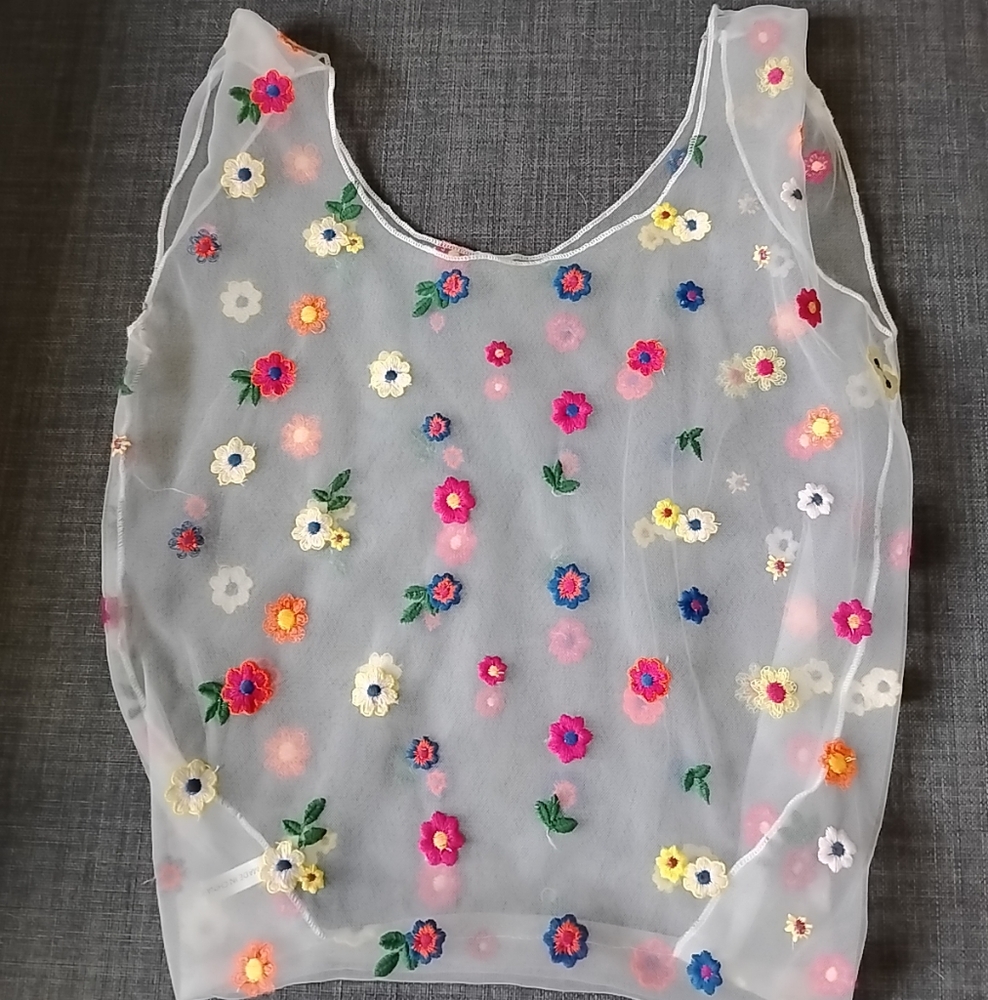 Cute Floral Tulle Tote Bag
